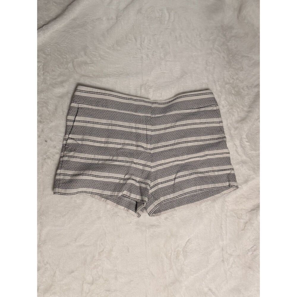 LOFT Riviera Short Black White Woven Stripe Diamond Texture High Waist 14